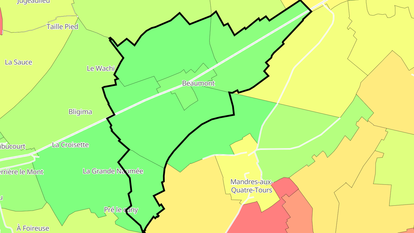 Carte des prix de l'immobilier Beaumont