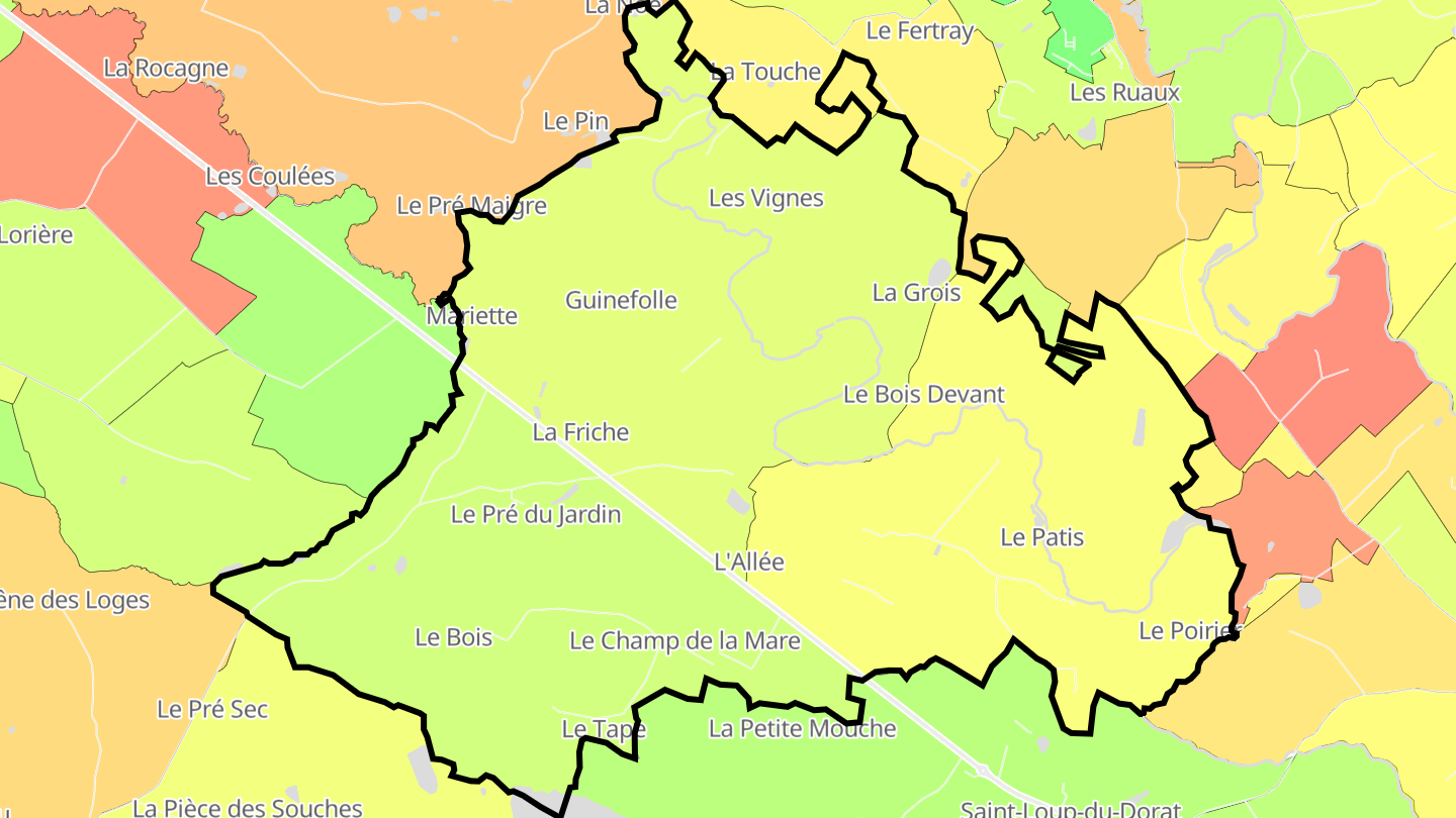Carte des prix de l'immobilier Beaumont-Pied-de-Bœuf
