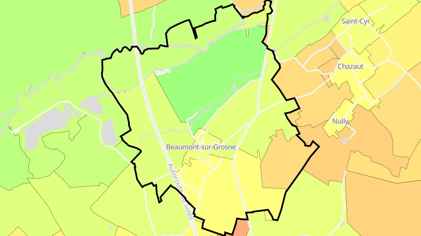 Carte des prix de l'immobilier Beaumont-sur-Grosne