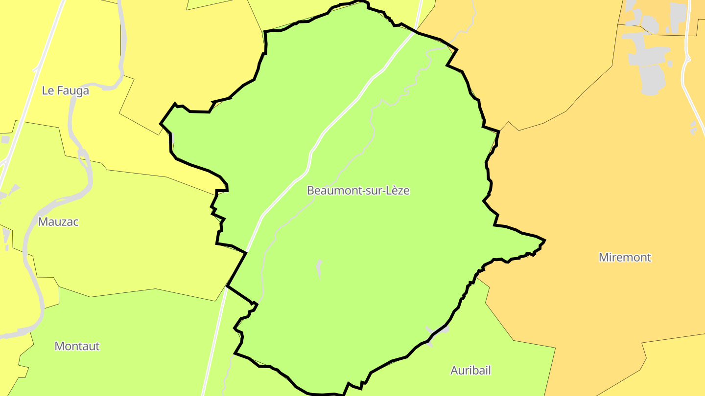Carte des prix de l'immobilier Beaumont-sur-Lèze