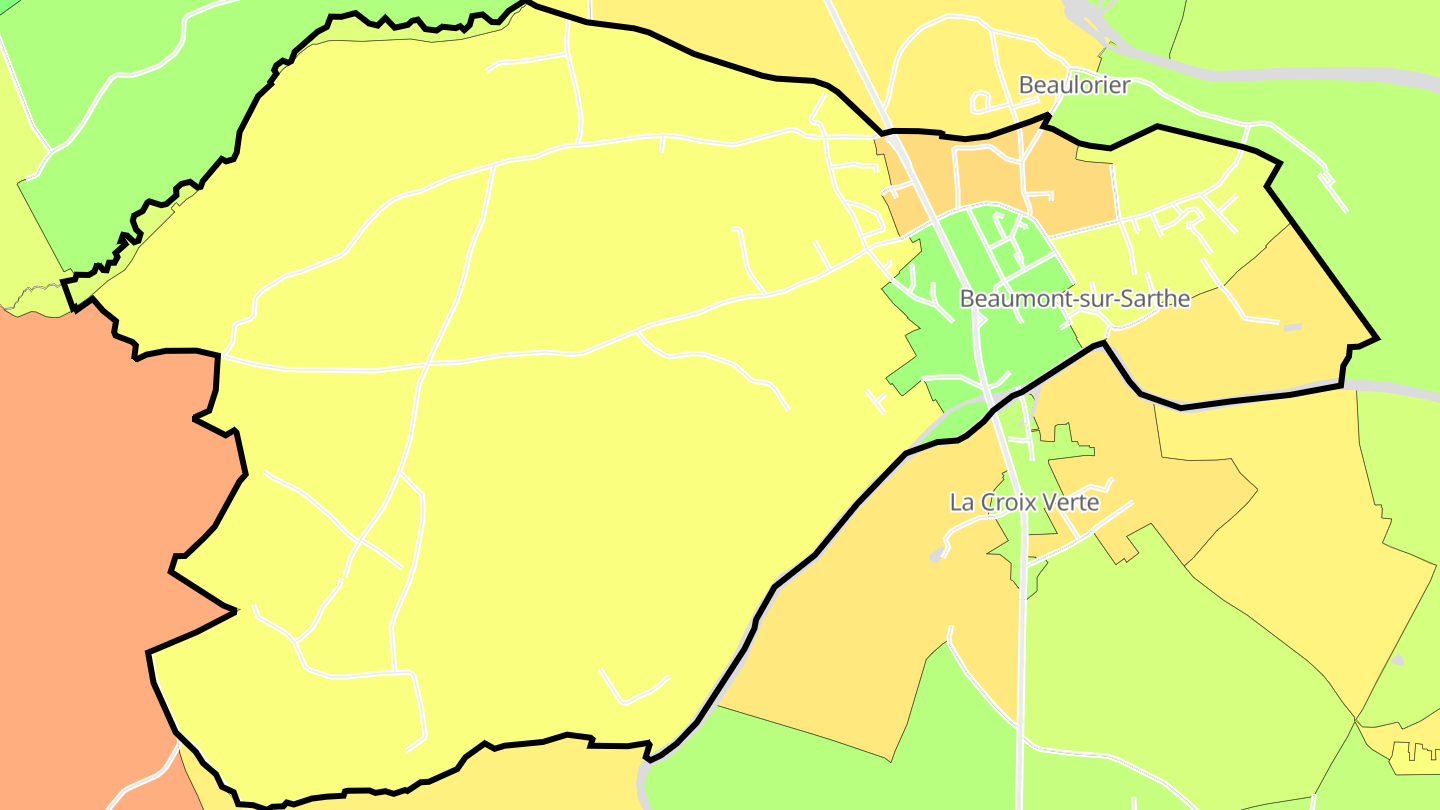Carte des prix de l'immobilier Beaumont-sur-Sarthe