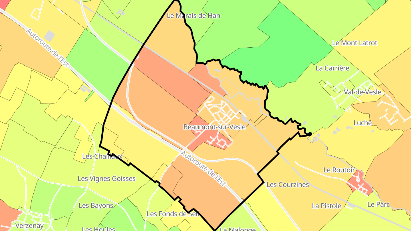 Carte des prix de l'immobilier Beaumont-sur-Vesle