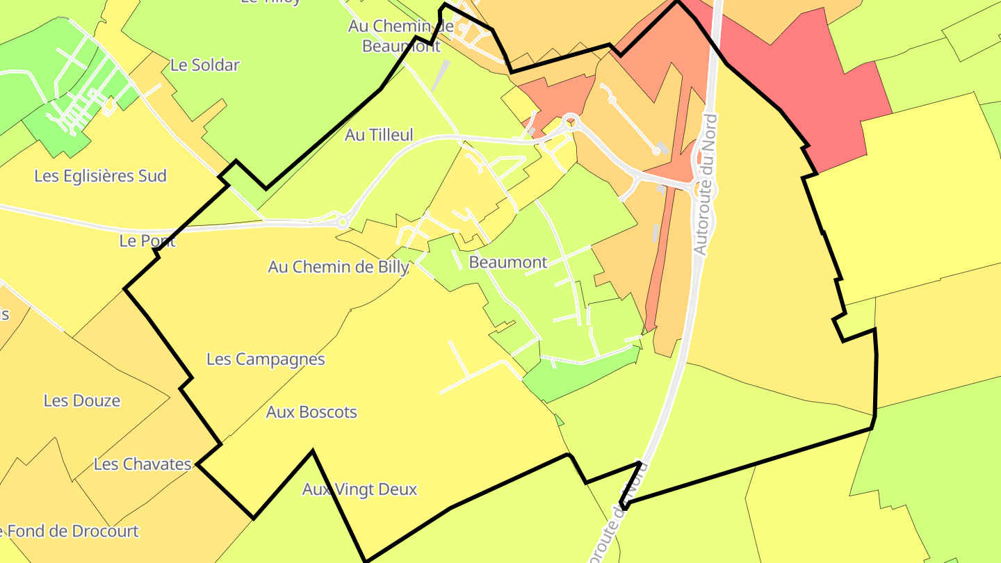 Carte des prix de l'immobilier Beaumont