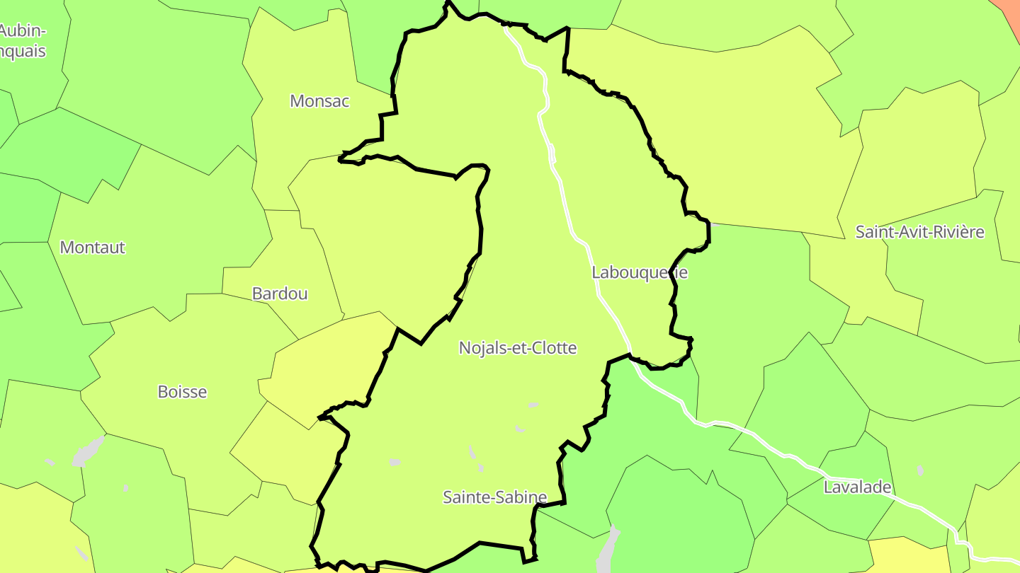 Carte des prix de l'immobilier Beaumontois en Périgord