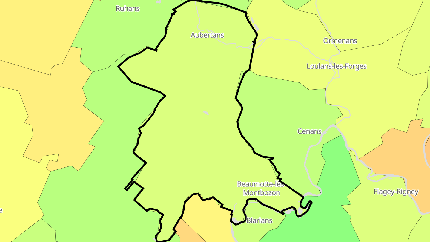 Carte des prix de l'immobilier Beaumotte-Aubertans