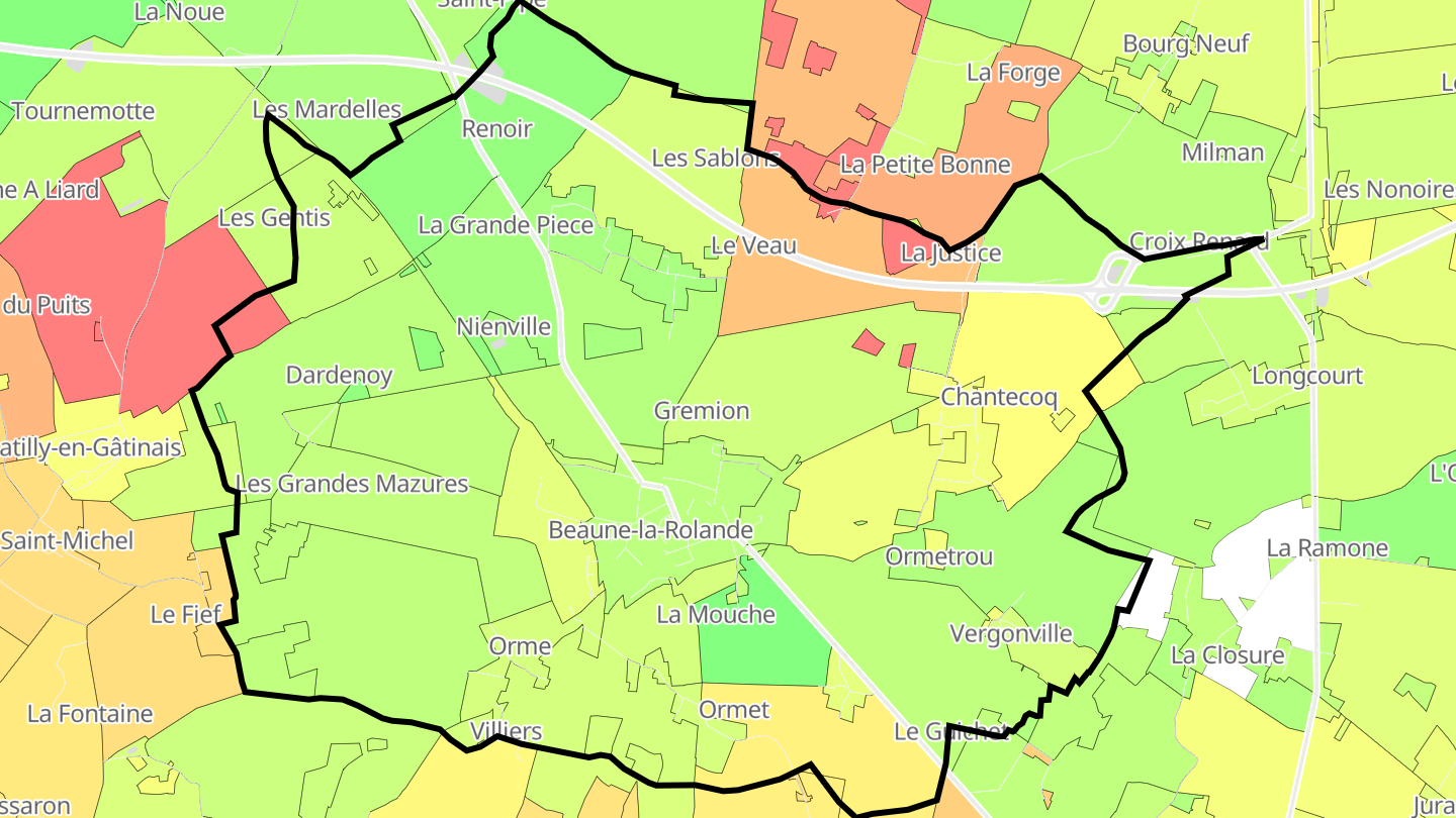 Carte des prix de l'immobilier Beaune-la-Rolande