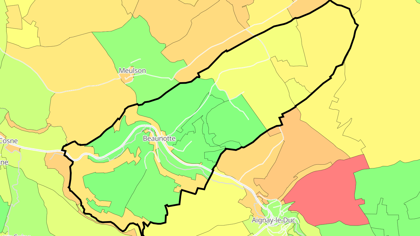 Carte des prix de l'immobilier Beaunotte