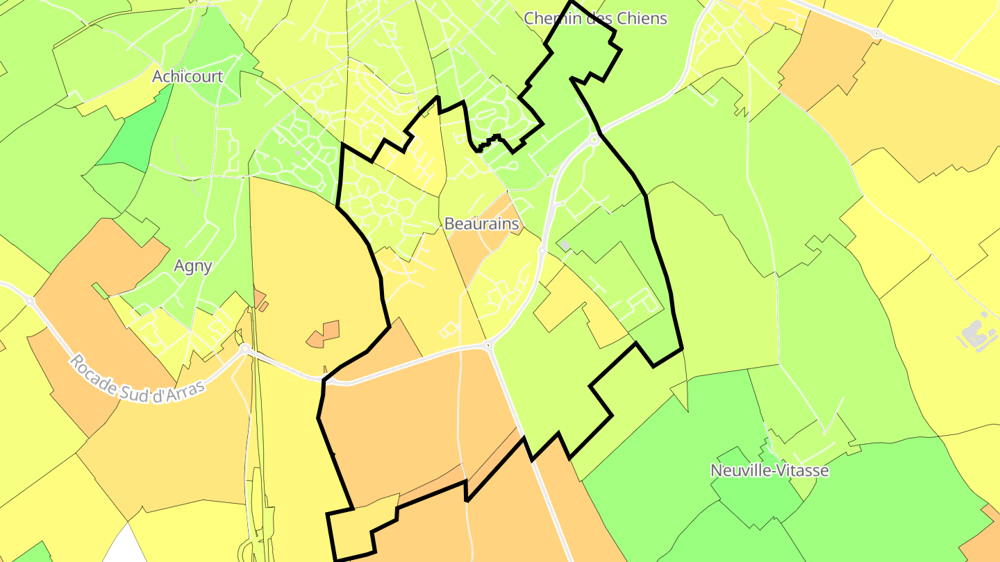 Carte des prix de l'immobilier Beaurains