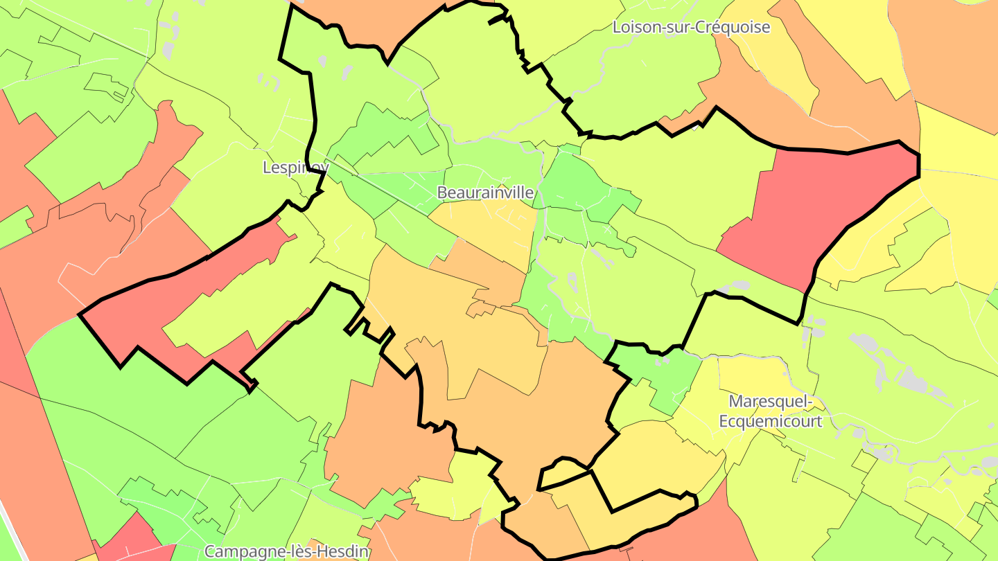 Carte des prix de l'immobilier Beaurainville