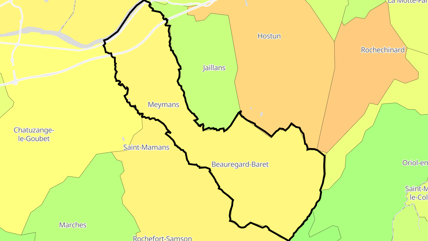 Carte des prix de l'immobilier Beauregard-Baret