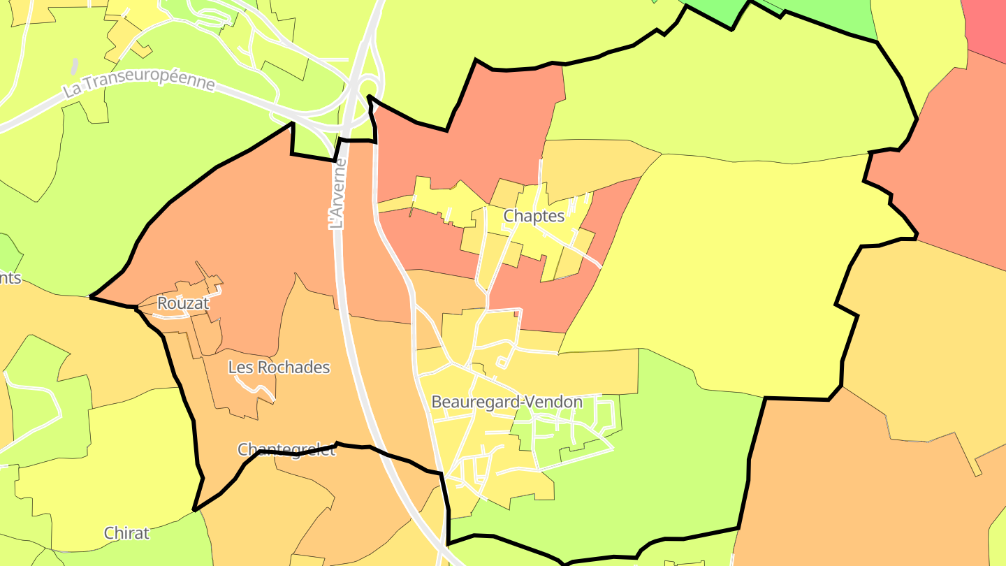 Carte des prix de l'immobilier Beauregard-Vendon