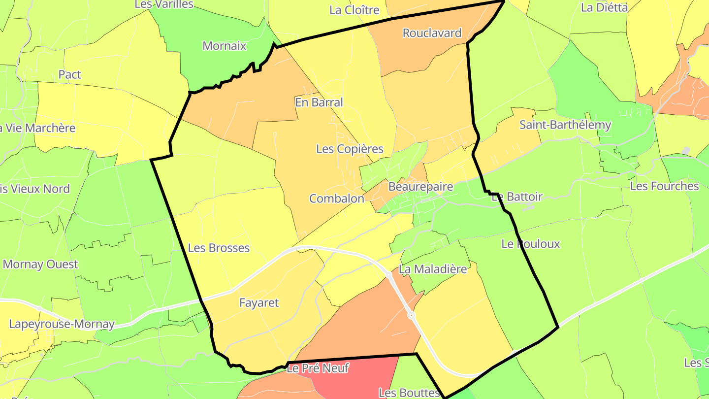 Carte des prix de l'immobilier Beaurepaire