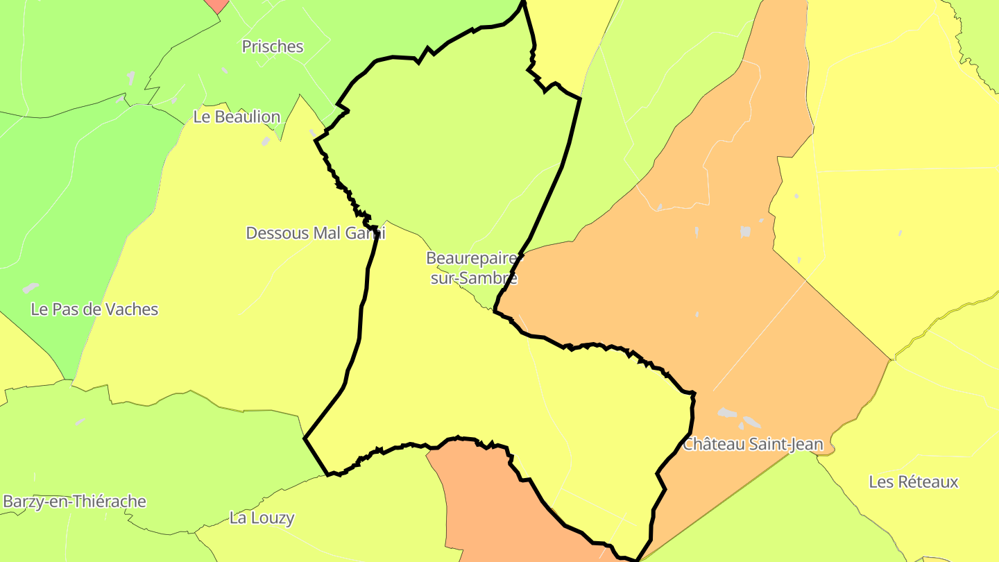 Carte des prix de l'immobilier Beaurepaire-sur-Sambre