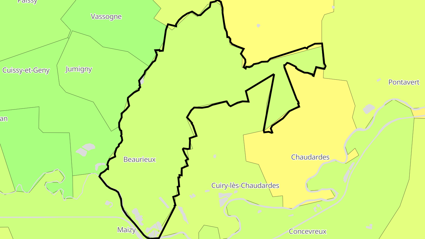 Carte des prix de l'immobilier Beaurieux