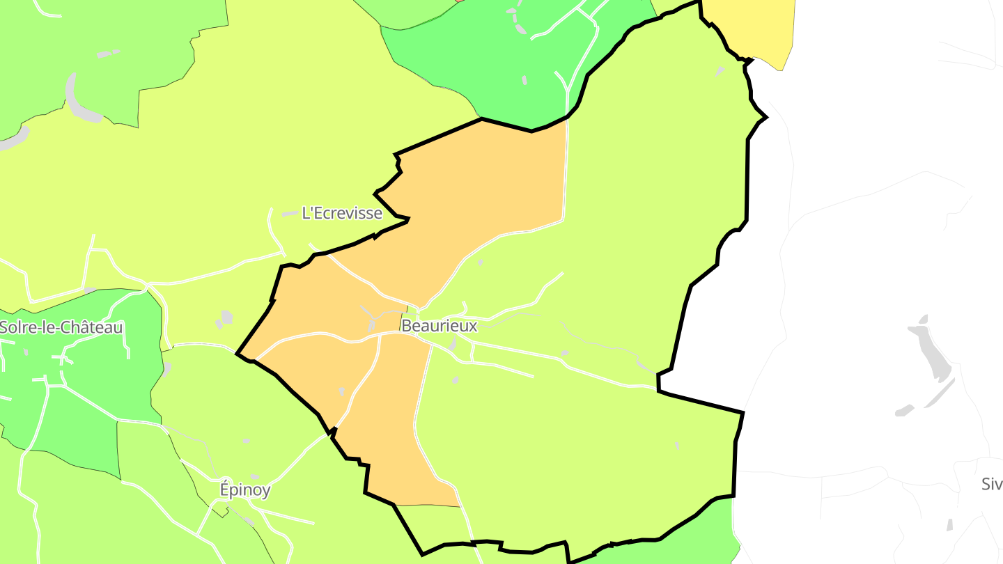 Carte des prix de l'immobilier Beaurieux