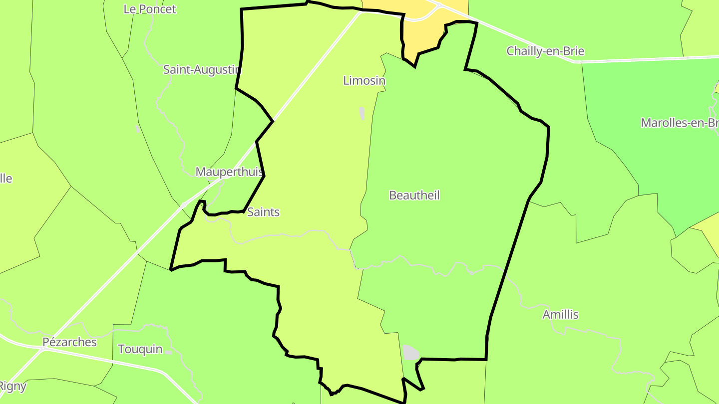 Carte des prix de l'immobilier Beautheil-Saints