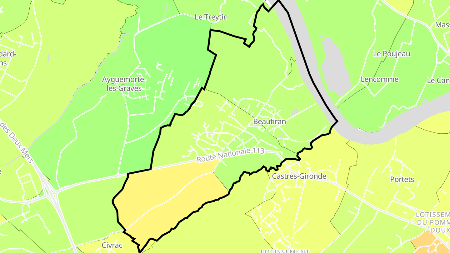 Carte des prix de l'immobilier Beautiran