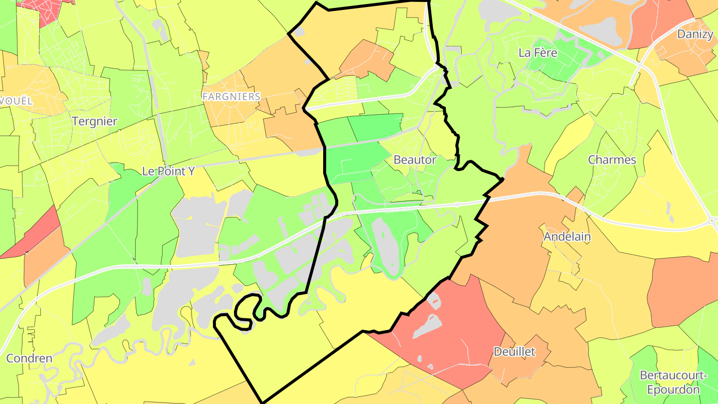 Carte des prix de l'immobilier Beautor