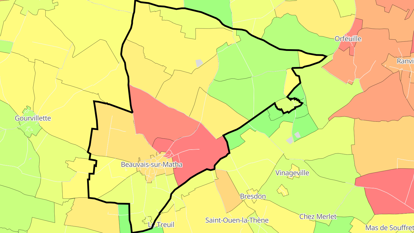 Carte des prix de l'immobilier Beauvais-sur-Matha