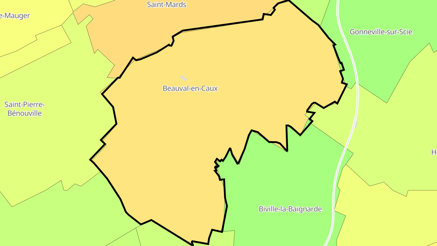 Carte des prix de l'immobilier Beauval-en-Caux