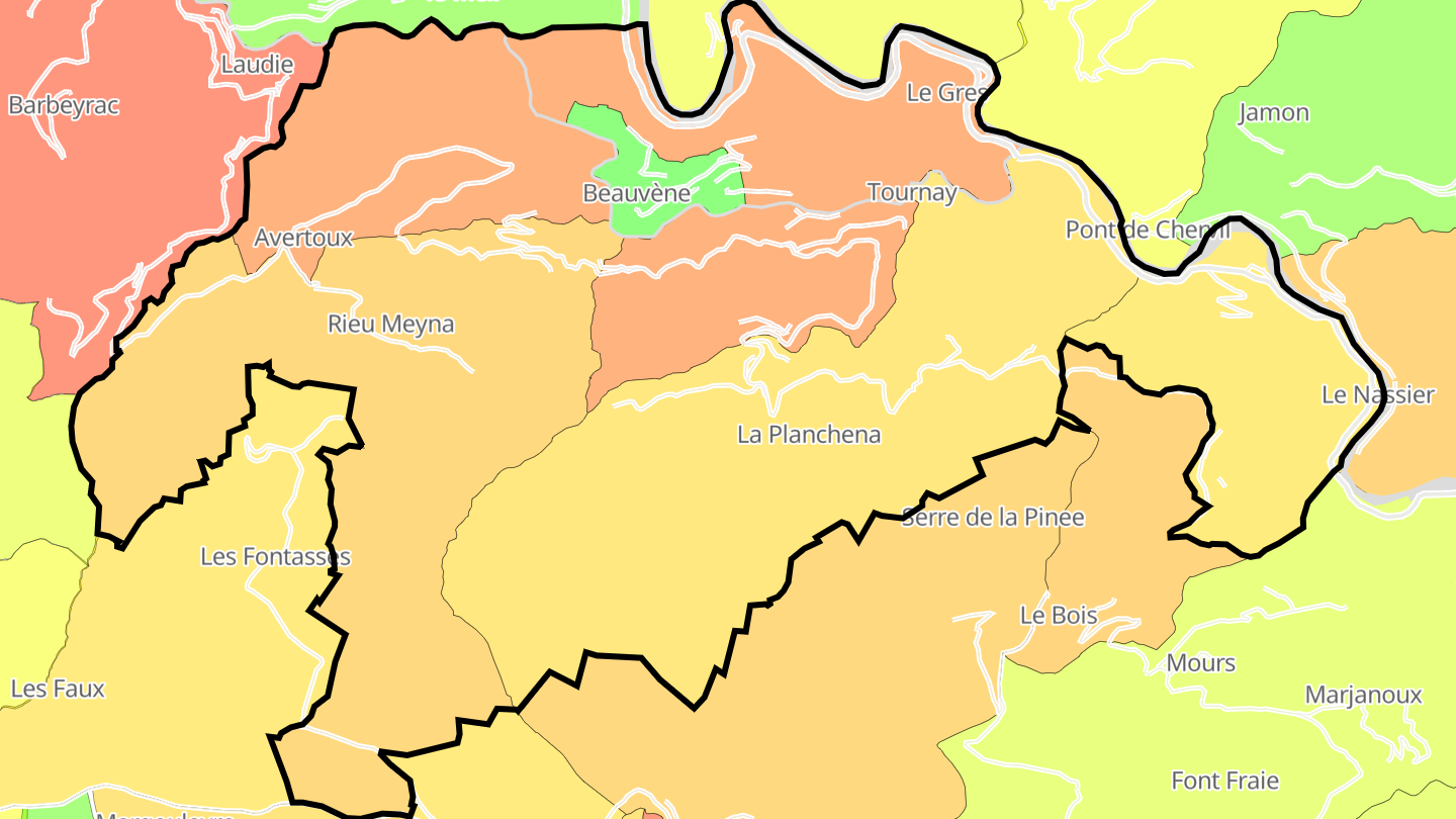 Carte des prix de l'immobilier Beauvène