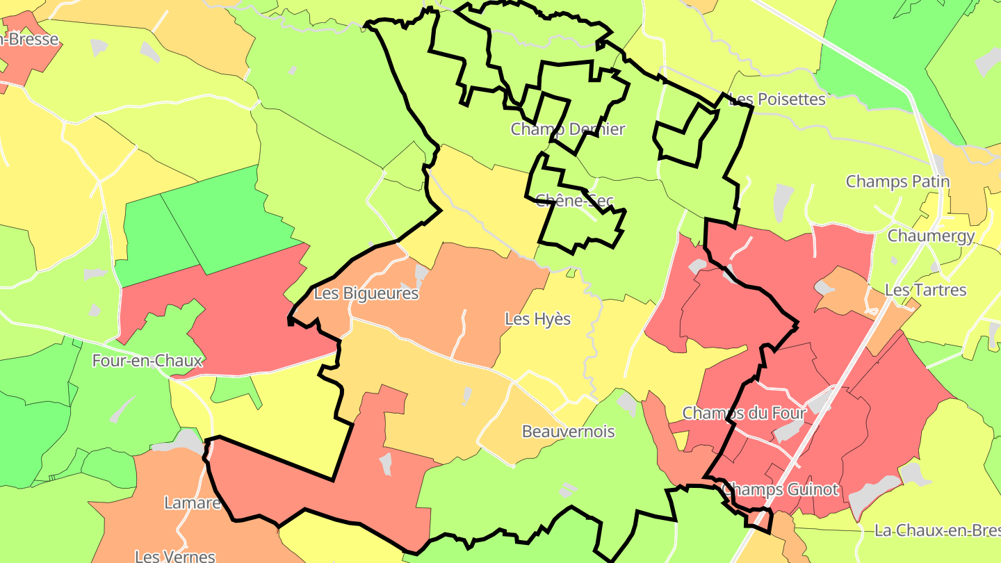 Carte des prix de l'immobilier Beauvernois
