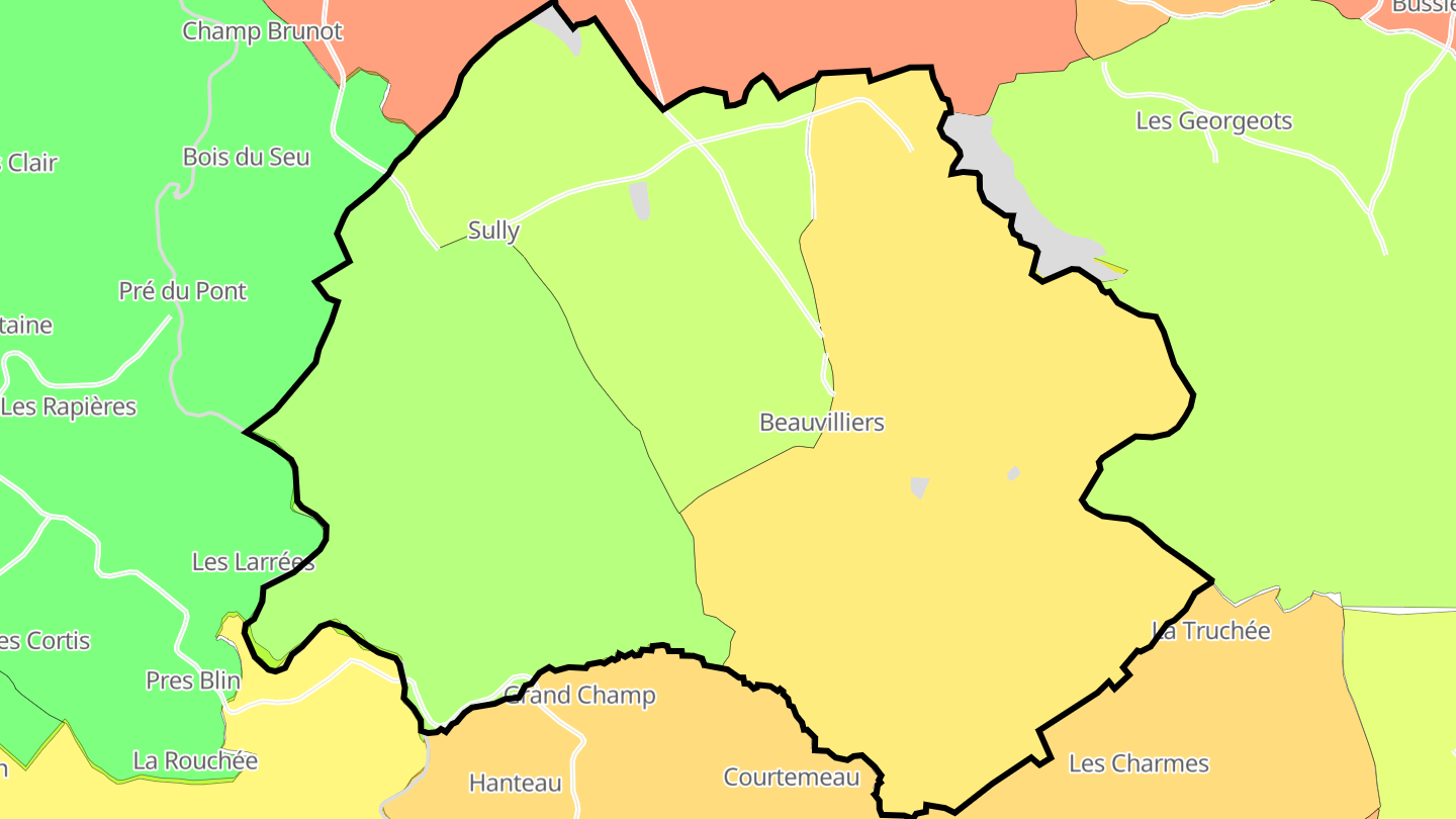 Carte des prix de l'immobilier Beauvilliers
