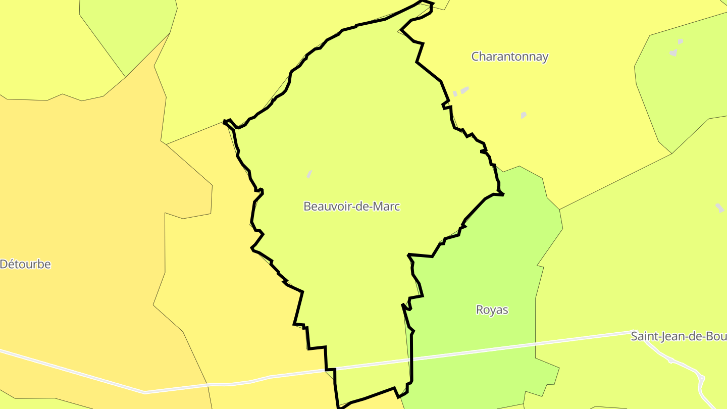Carte des prix de l'immobilier Beauvoir-de-Marc