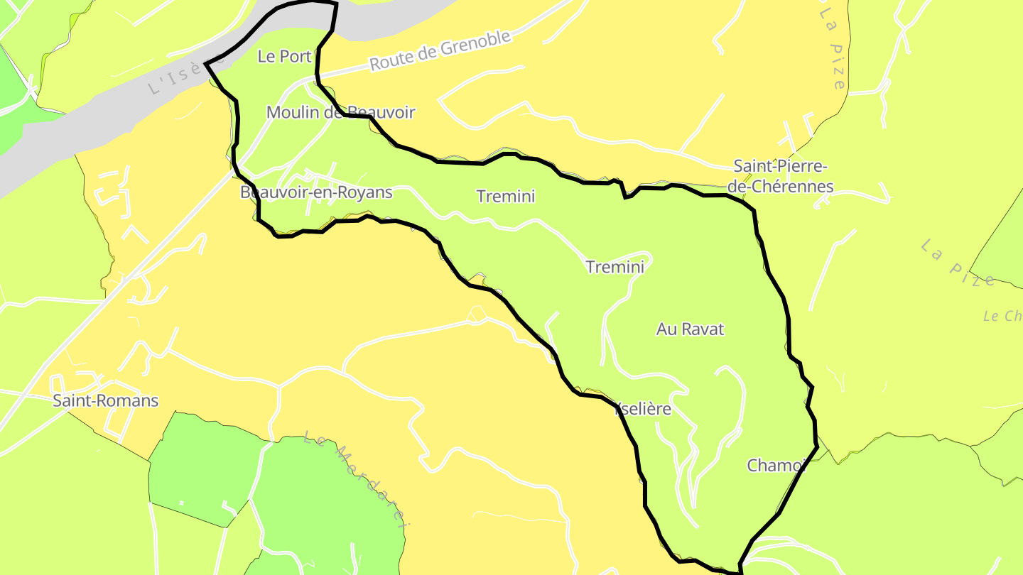 Carte des prix de l'immobilier Beauvoir-en-Royans
