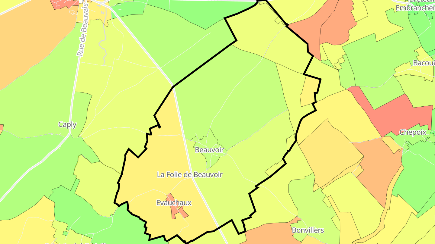 Carte des prix de l'immobilier Beauvoir