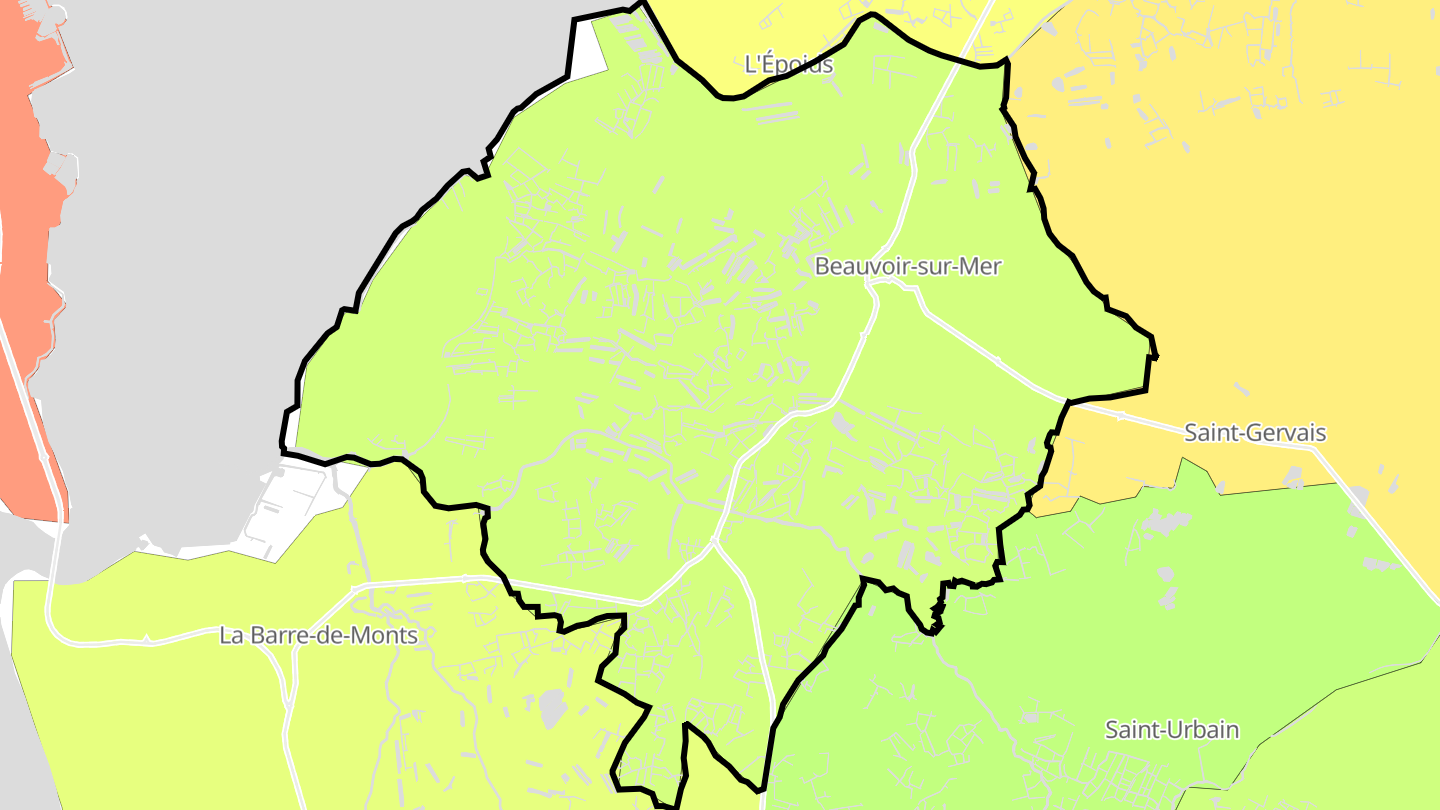 Carte des prix de l'immobilier Beauvoir-sur-Mer