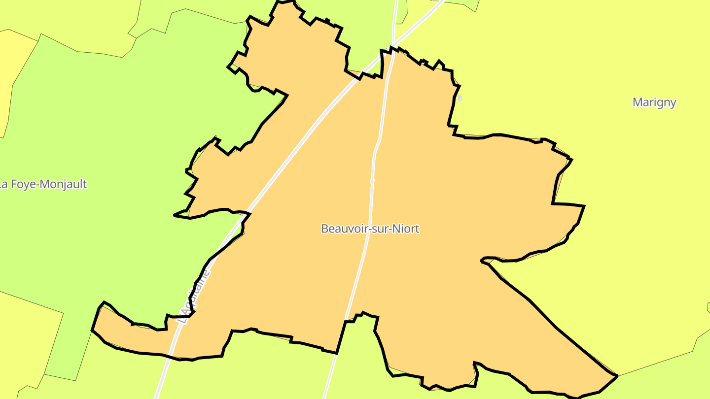 Carte des prix de l'immobilier Beauvoir-sur-Niort
