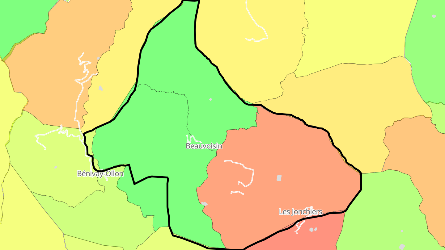 Carte des prix de l'immobilier Beauvoisin