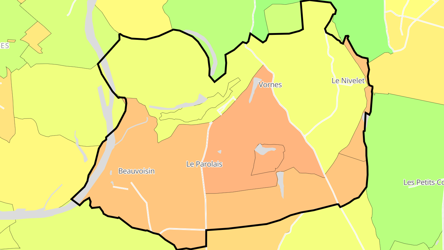 Carte des prix de l'immobilier Beauvoisin