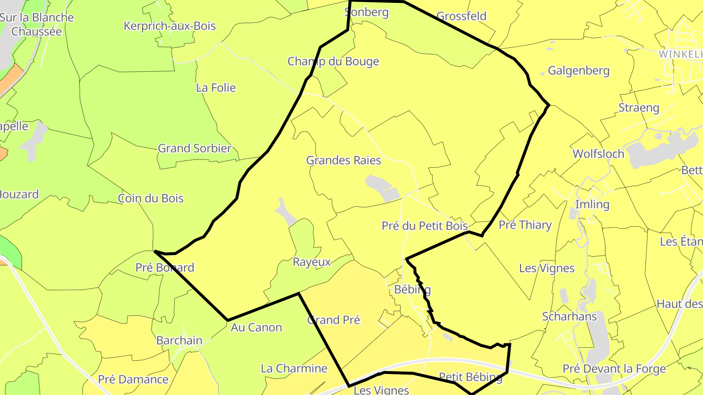 Carte des prix de l'immobilier Bébing