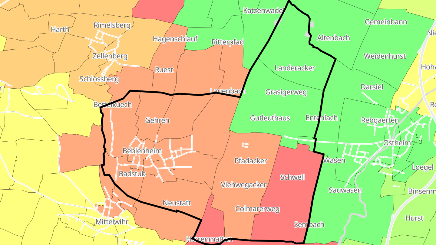 Carte des prix de l'immobilier Beblenheim