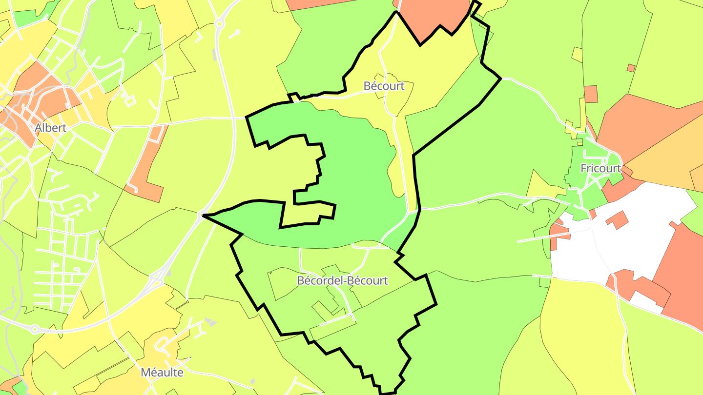 Carte des prix de l'immobilier Bécordel-Bécourt