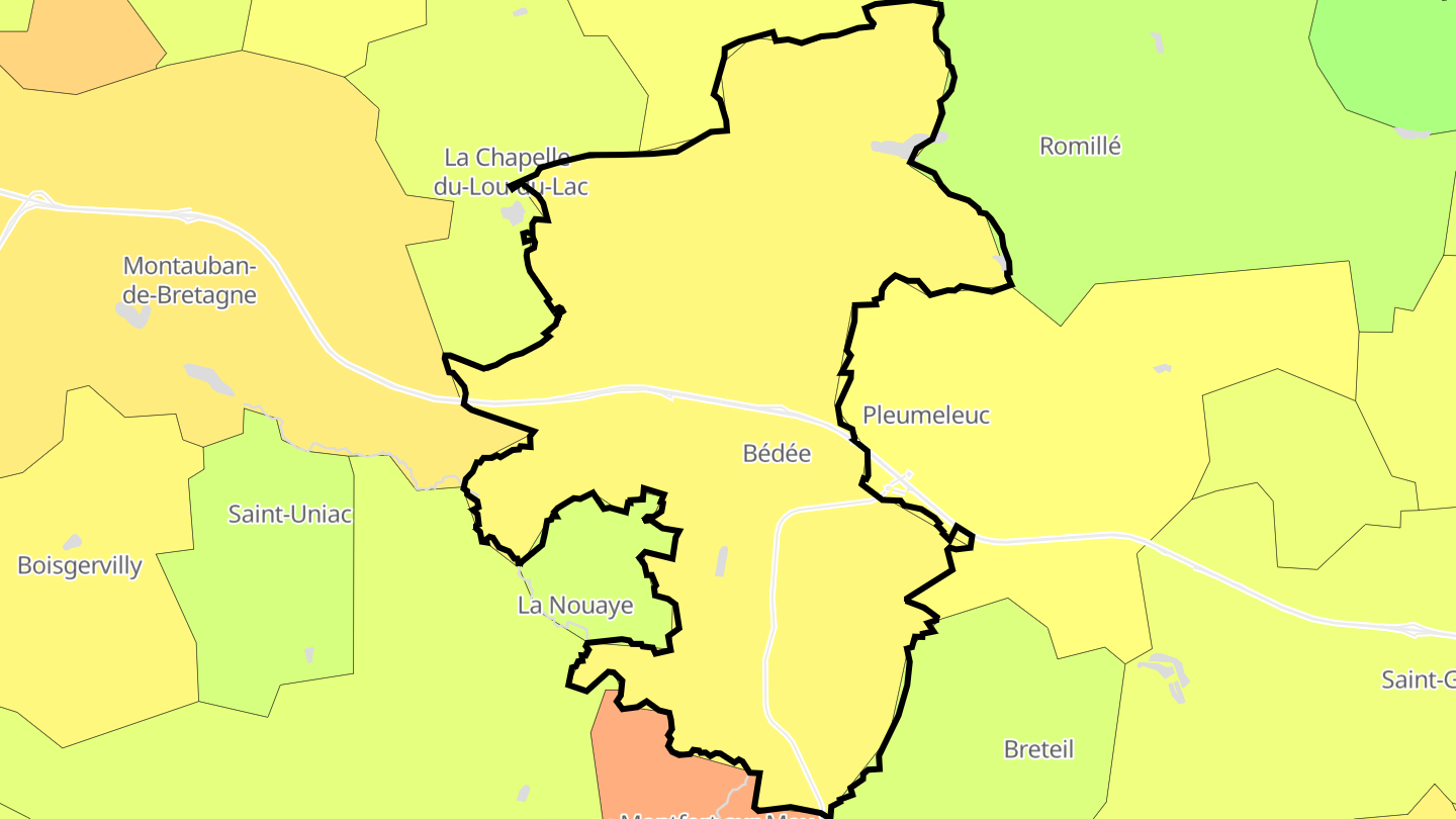 Carte des prix de l'immobilier Bédée