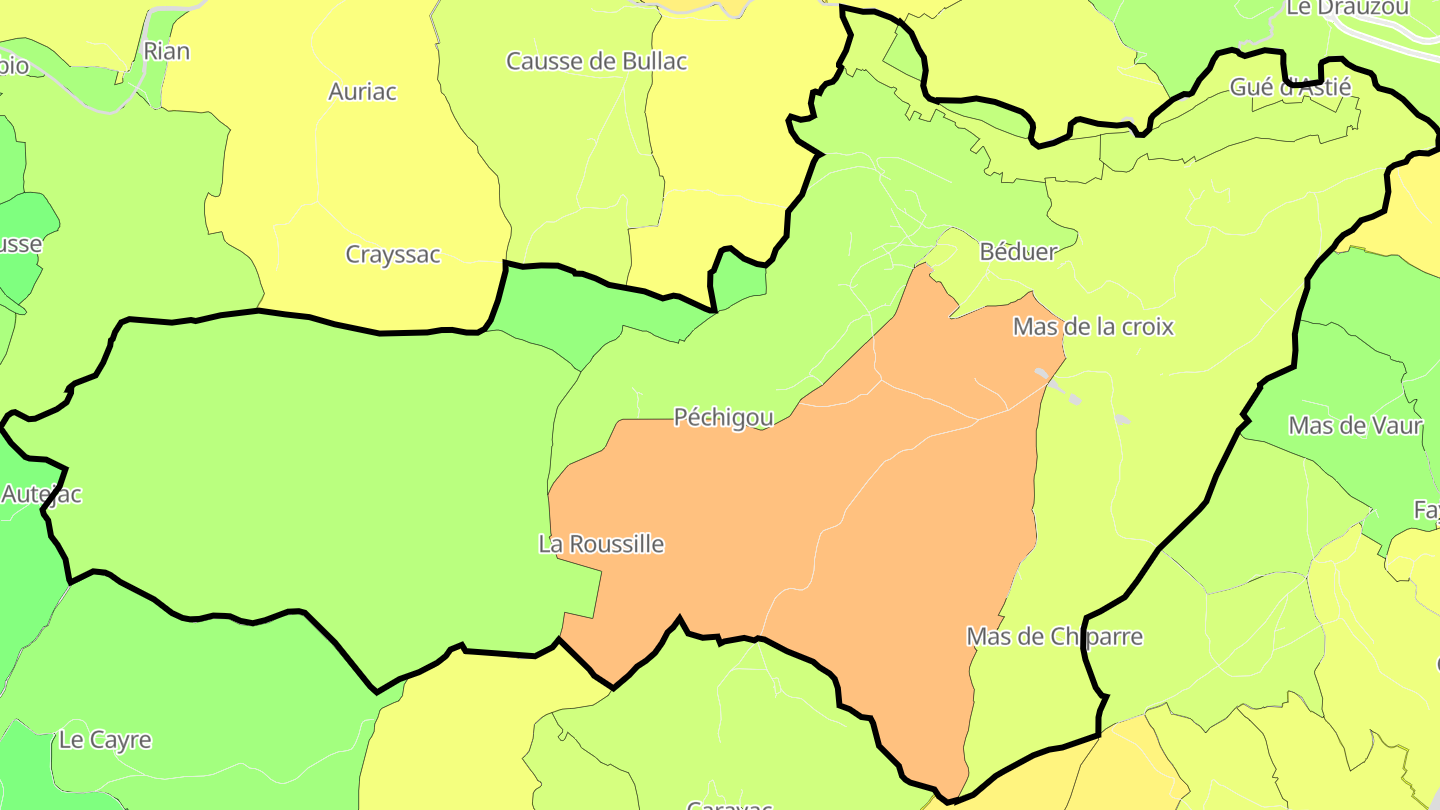 Carte des prix de l'immobilier Béduer