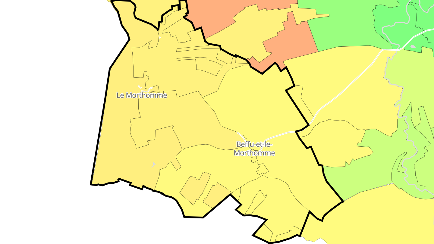 Carte des prix de l'immobilier Beffu-et-le-Morthomme