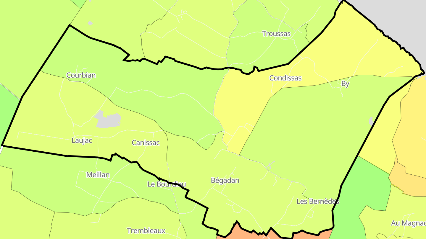 Carte des prix de l'immobilier Bégadan