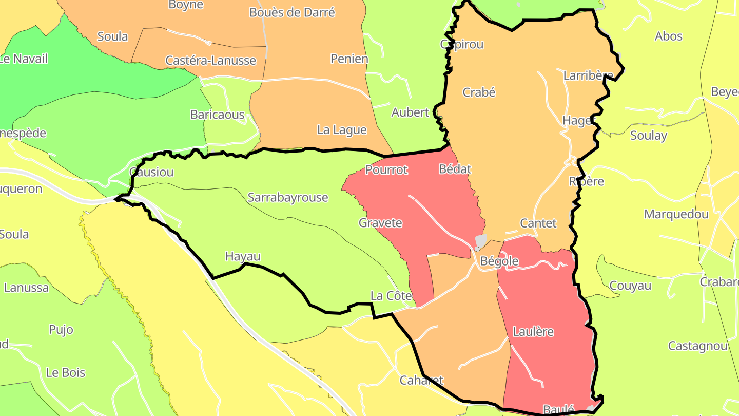 Carte des prix de l'immobilier Bégole
