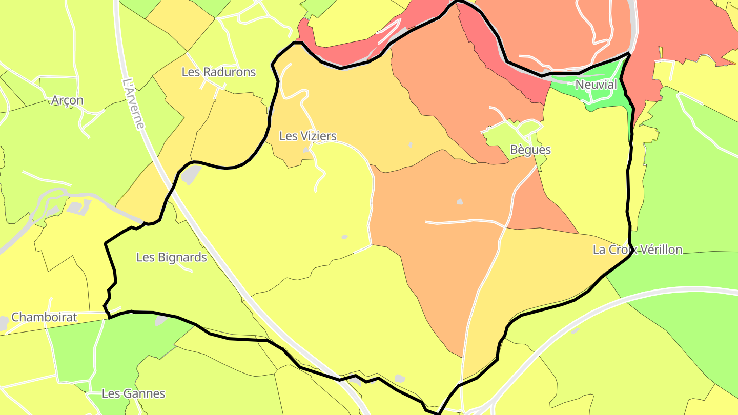 Carte des prix de l'immobilier Bègues