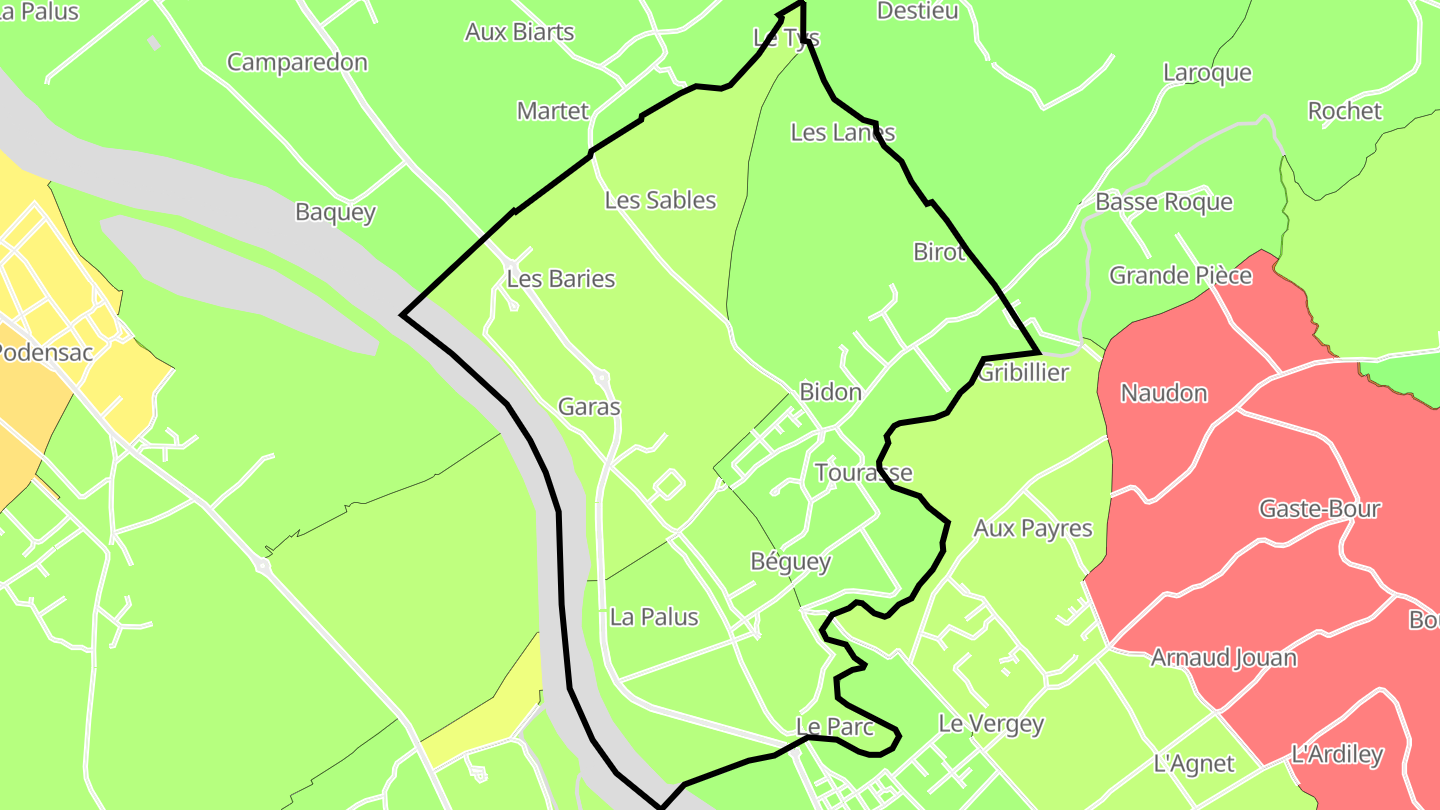 Carte des prix de l'immobilier Béguey