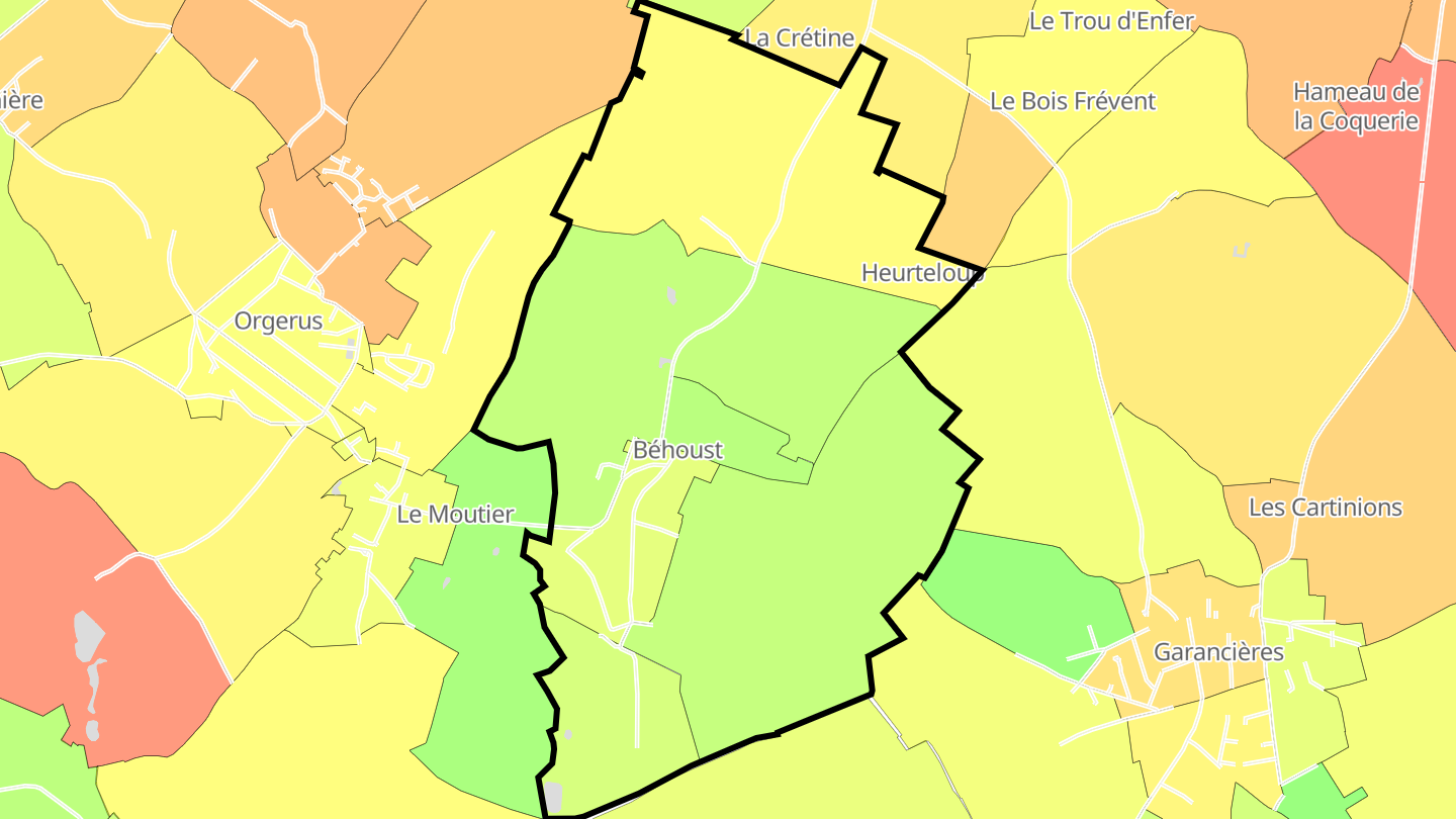 Carte des prix de l'immobilier Béhoust