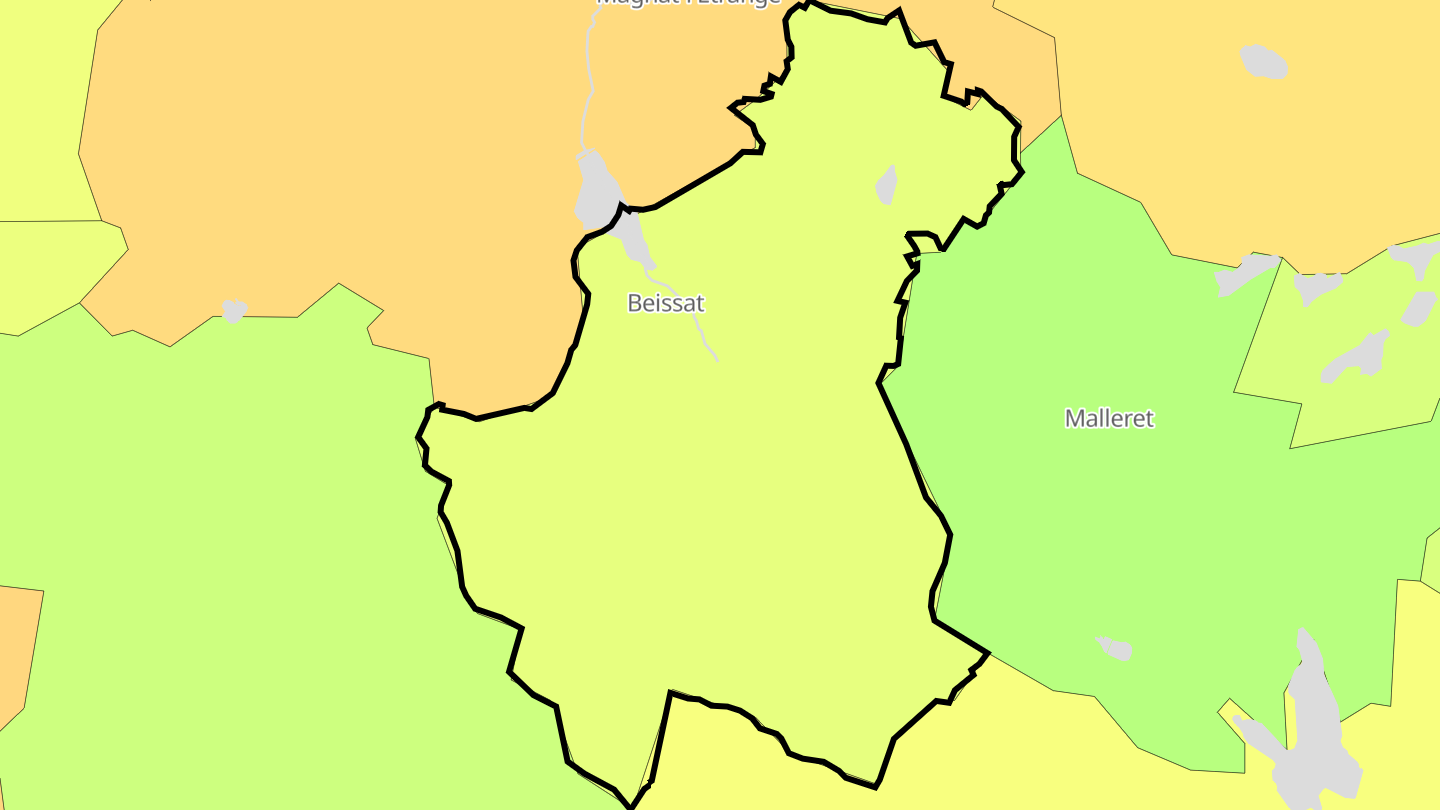 Carte des prix de l'immobilier Beissat