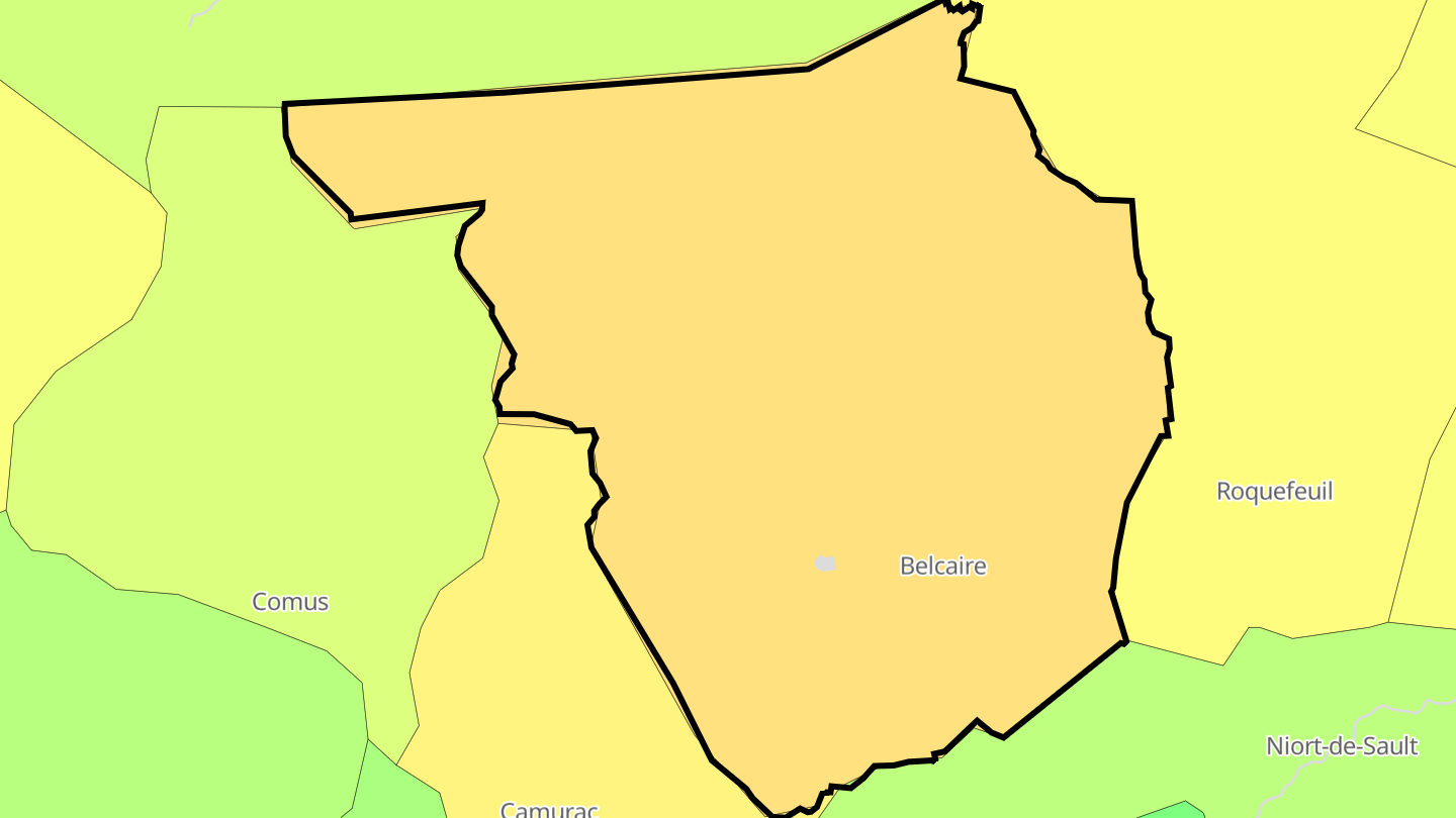 Carte des prix de l'immobilier Belcaire