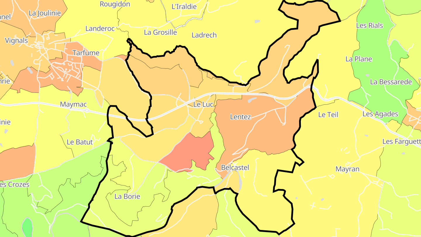 Carte des prix de l'immobilier Belcastel