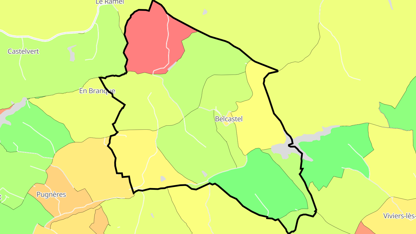 Carte des prix de l'immobilier Belcastel