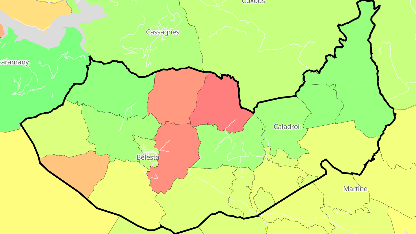 Carte des prix de l'immobilier Bélesta